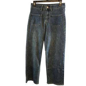 TOSATISFINE WOMENS WIDE LEG JEANS HIGH WAISTED SIZE MEDIUM STRAIGHT VINTAGE BLUE